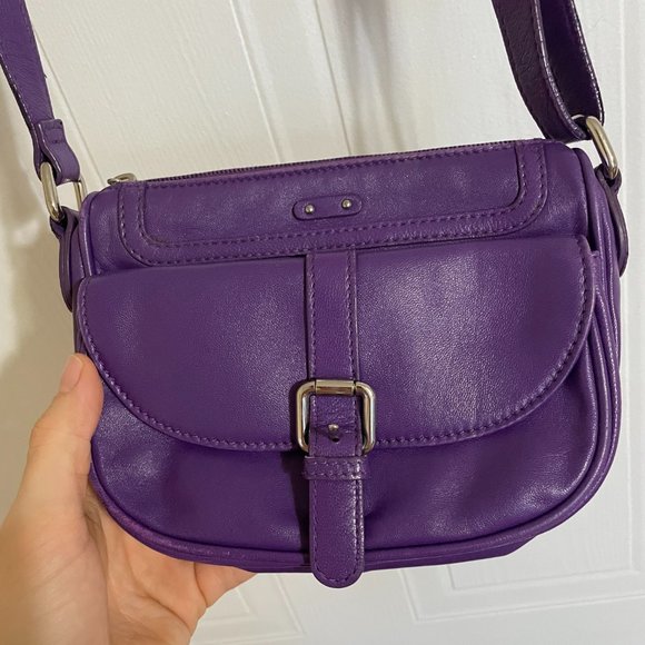 Danier Purple Leather Saddlebag - Picture 8 of 11